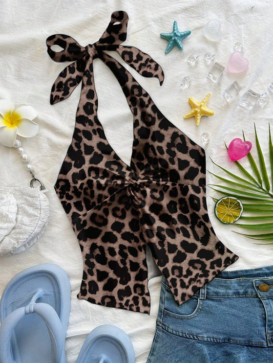 Top halter animal print